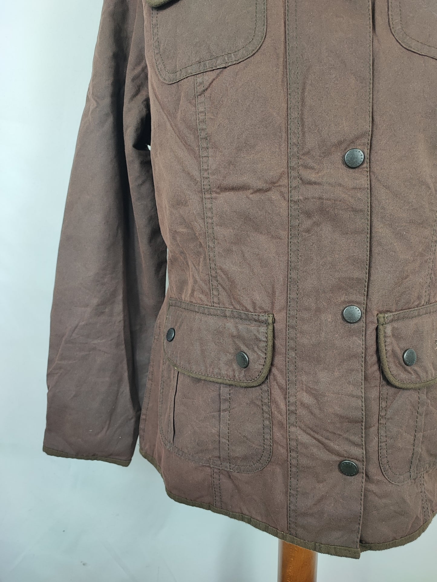 Barbour Giacca corta marrone donna Utility Medium 42 Lady Brown Utility wax Jacket uk12