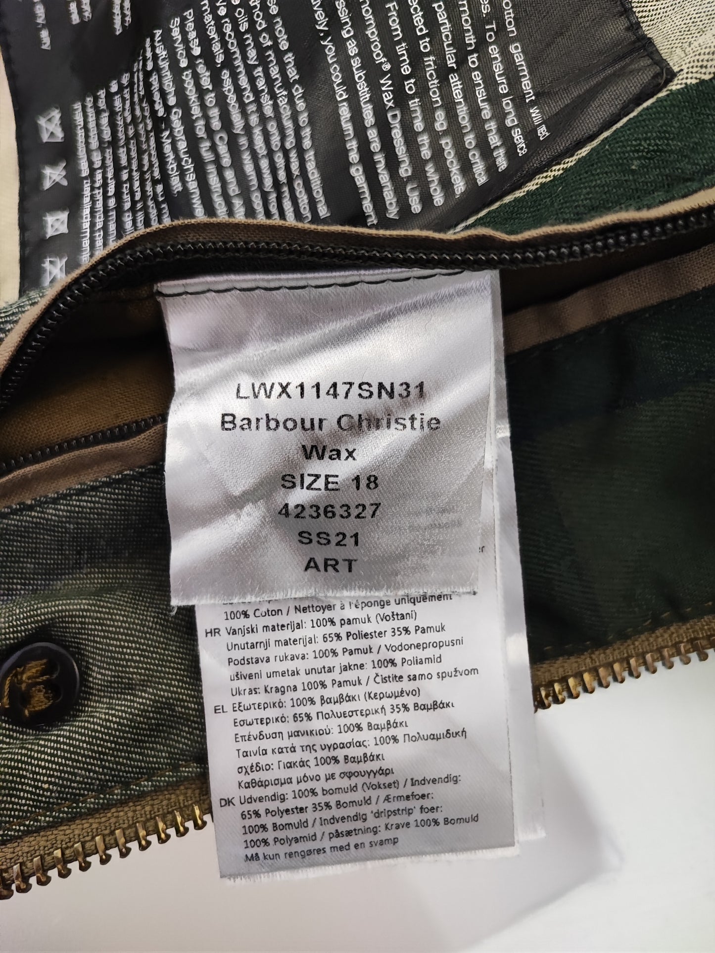 Giacca Barbour Unisex Beige Christie UK18 tg. 46/48 ita Sand Wax Christie jacket size uk18