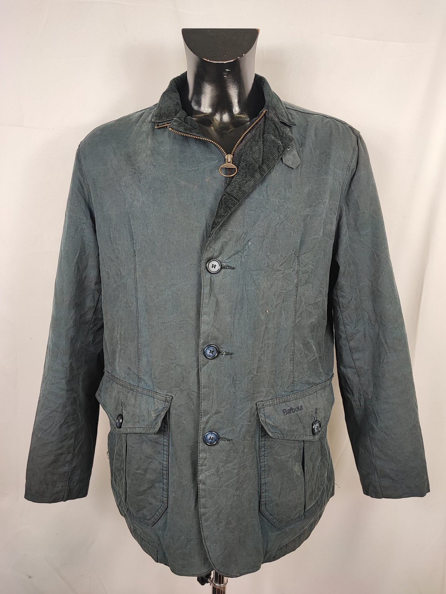 Giacca Barbour Uomo blu cerato Lutz Large- Navy waxed cotton Jacket Size Large
