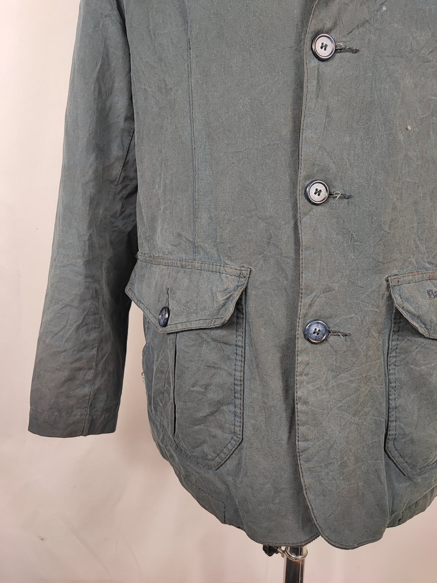 Giacca Barbour Uomo blu cerato Lutz Large- Navy waxed cotton Jacket Size Large