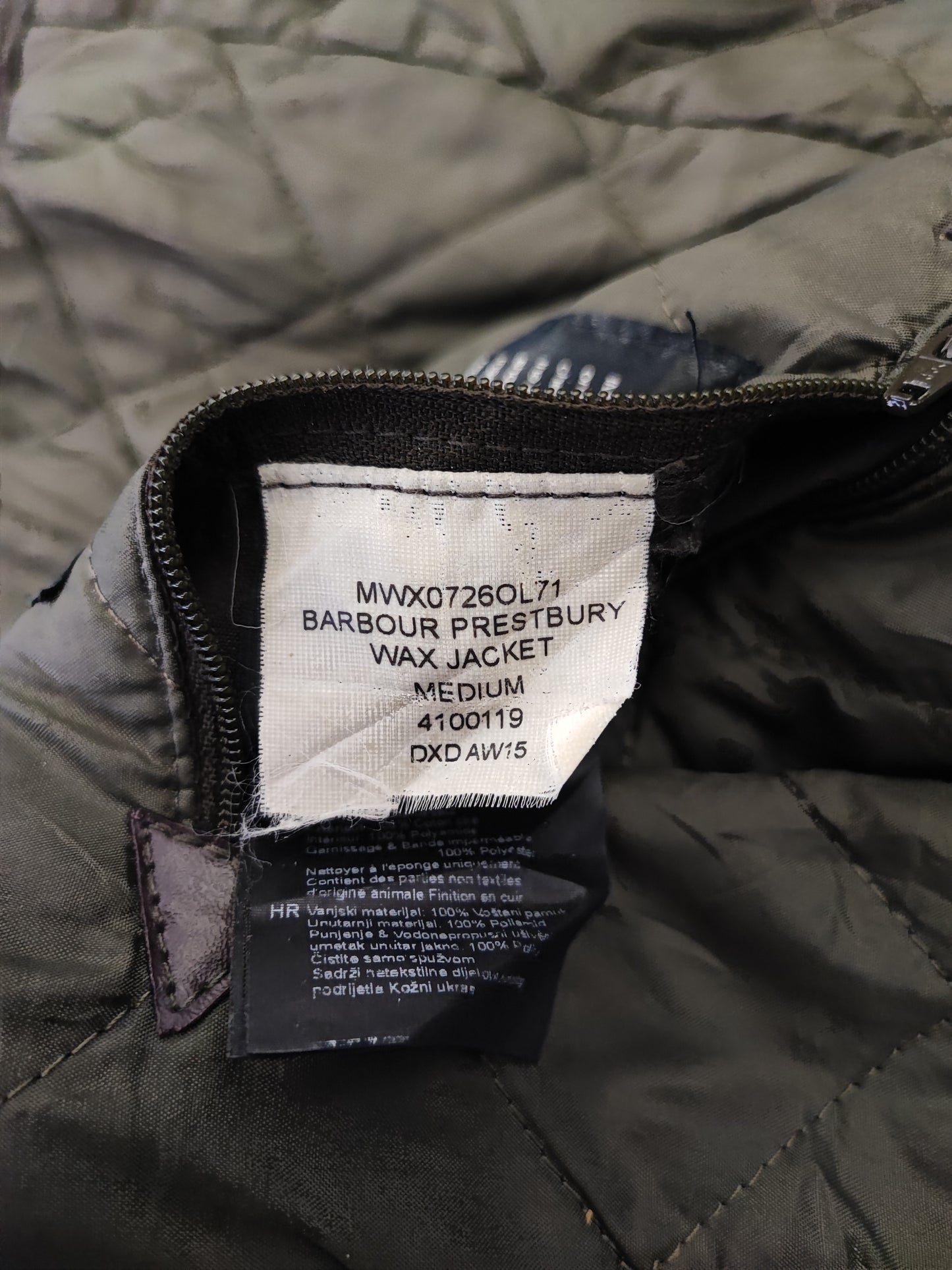 Giacca Barbour Verde oliva cerata Wax Prestbury Medium - Man Wax Olive jacket size M