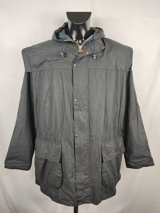 Barbour vintage Durham blu con cappuccio C46/117 cm Navy vintage Hooded waxed Durham Size Xlarge