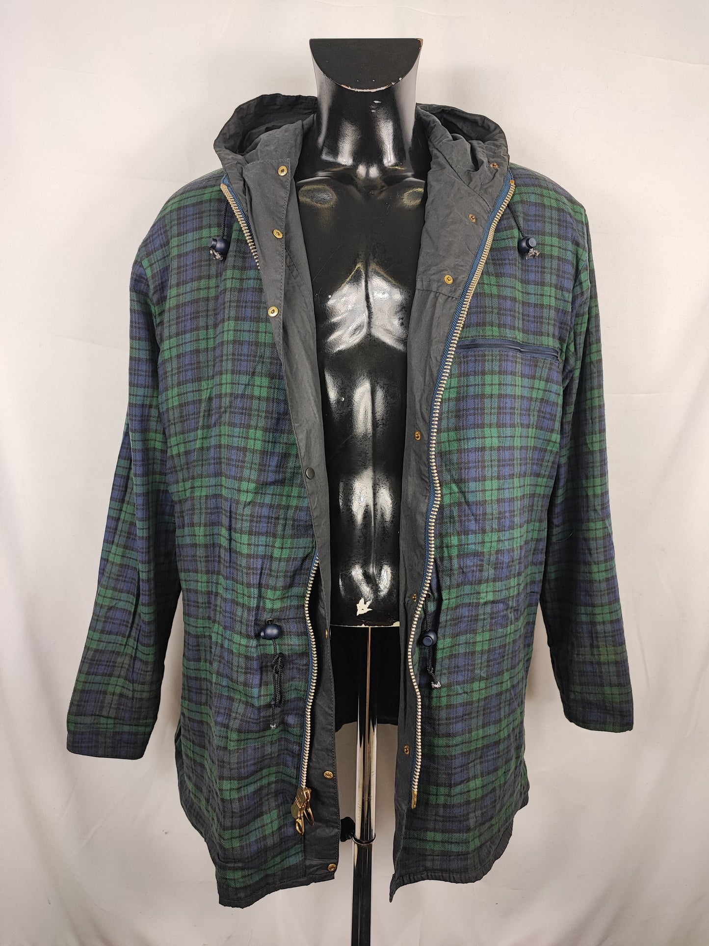 Barbour vintage Durham blu con cappuccio C46/117 cm Navy vintage Hooded waxed Durham Size Xlarge