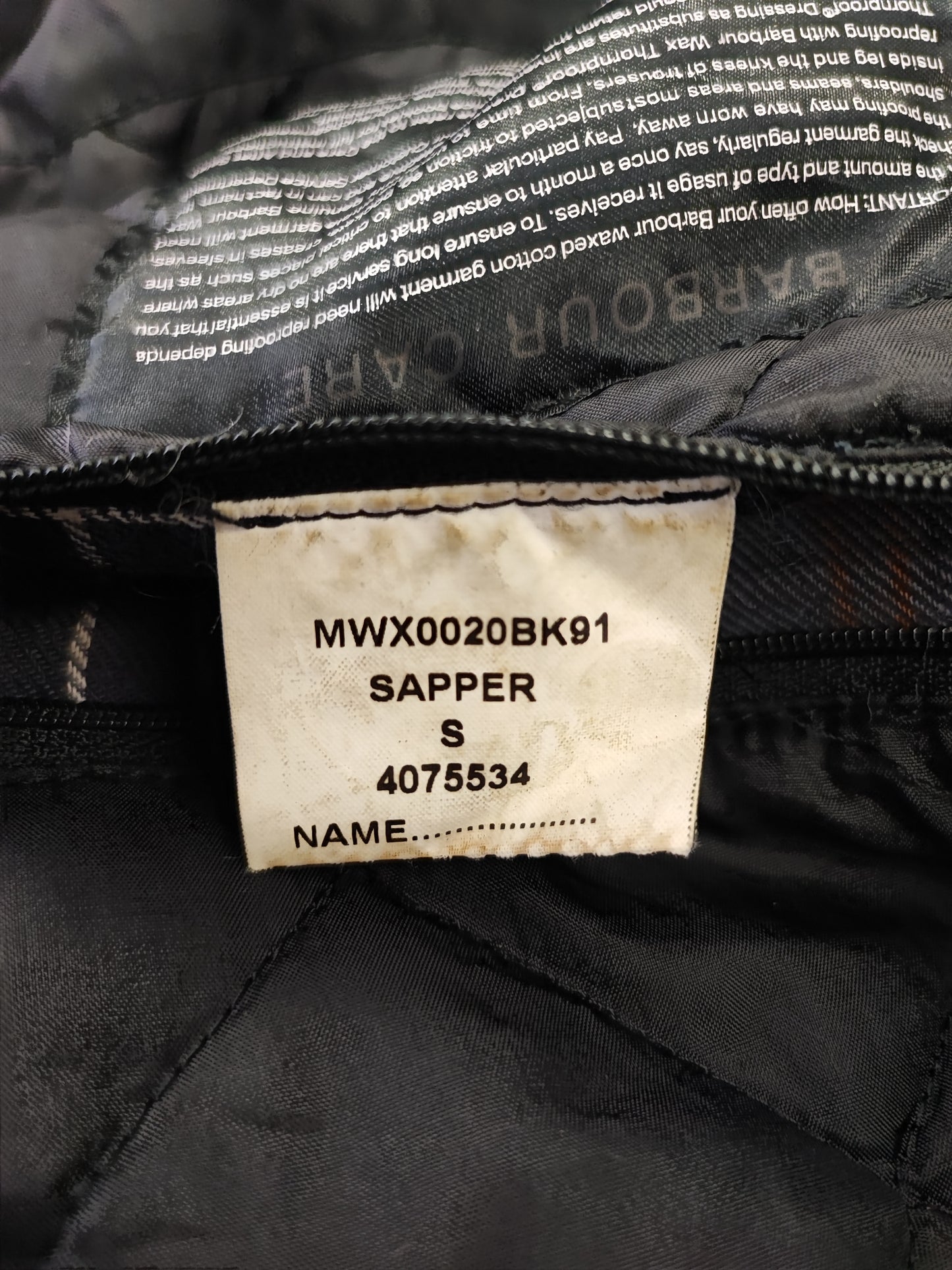 Barbour Giacca uomo nera Small Sapper Jacket Black Waxed Sapper Jacket Size S