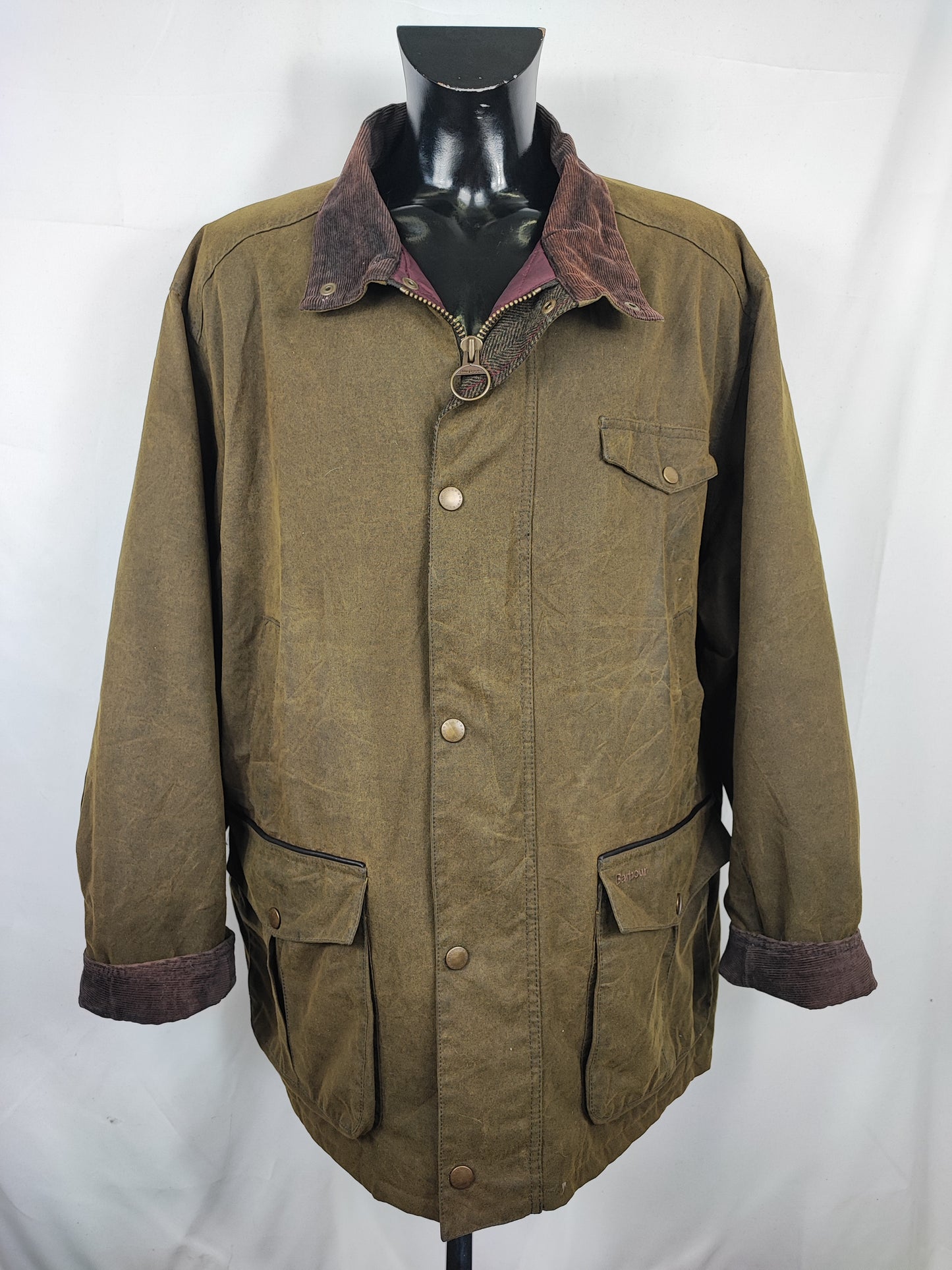 Barbour Giacca uomo Verde Taglia 3xl  Man Olive Waxed Cole Jacket Size 3XLarge