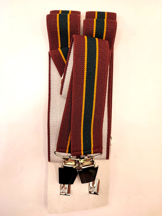 Bretelle da uomo a clip bordeaux a righe colorate