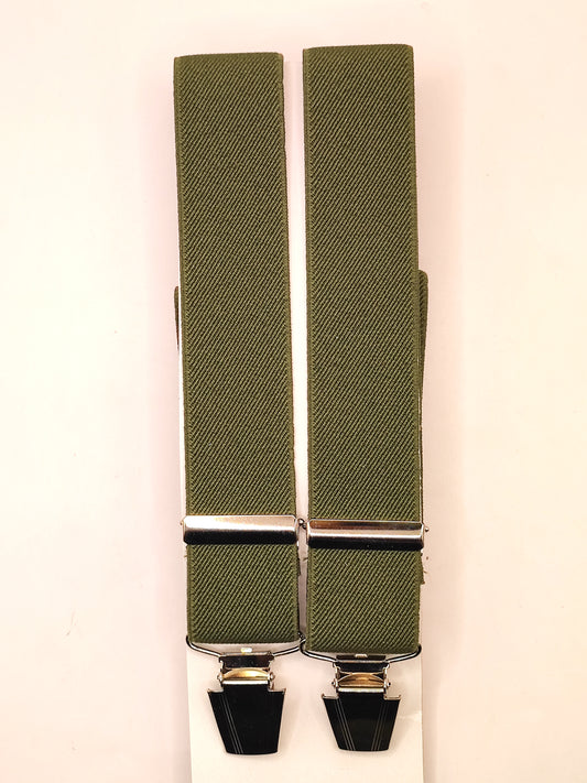 Bretelle da uomo a clip verde militare tinta unita