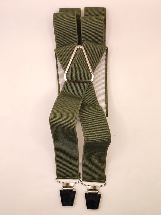 Bretelle da uomo a clip verde militare tinta unita