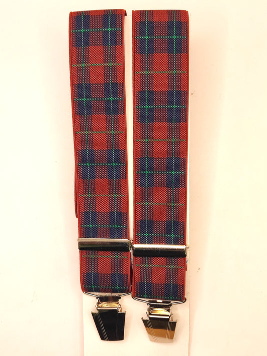 Bretelle da uomo a clip in tartan rosso