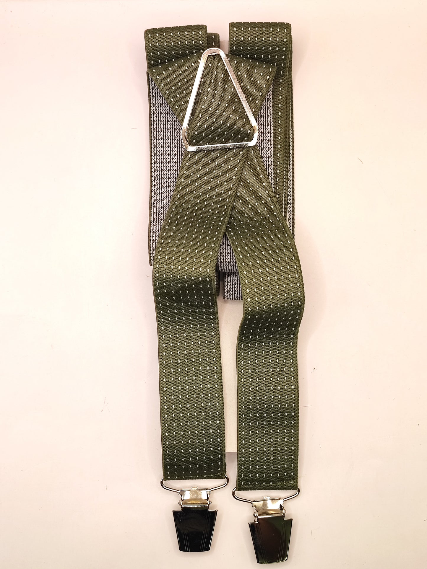 Bretelle da uomo con clip verde militare a fantasia