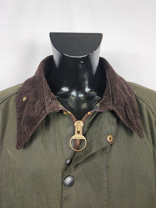 Barbour Giacca Beaufort vintage verde C50/127cm Man Green Wax Beaufort jacket size XXL