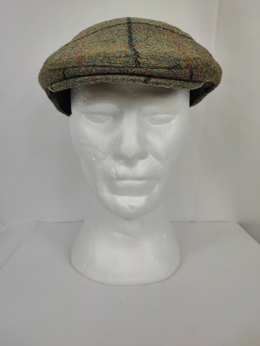 Coppola nuova inglese in lana liscia verde in tweed- Wool Green tweed flat cap