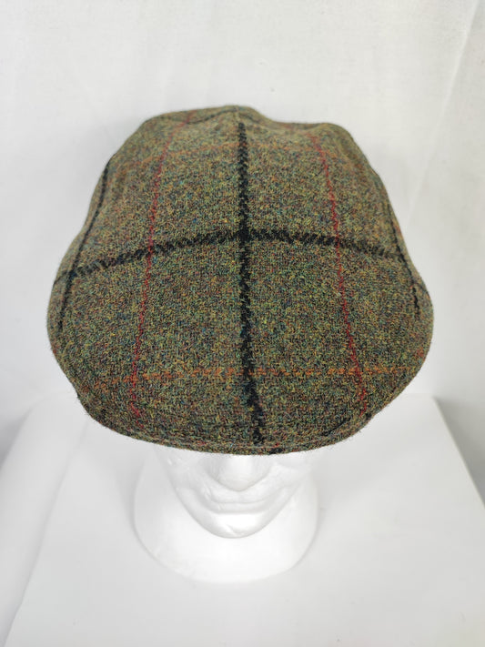 Coppola nuova inglese in lana liscia verde in tweed- Wool Green tweed flat cap