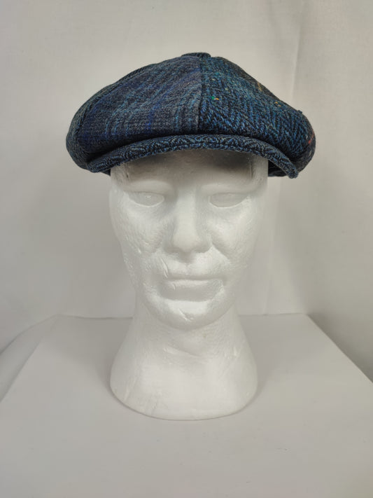 Coppola nuova inglese in lana a otto spicchi con patch di colore blu - Eight panel wool navy cap