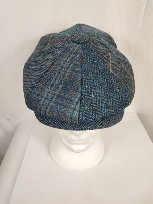 Coppola nuova inglese in lana a otto spicchi con patch di colore blu - Eight panel wool navy cap