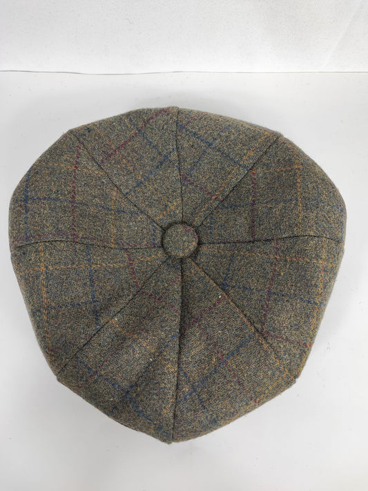 Coppola nuova inglese in lana a otto spicchi verde in tweed - Eight panel wool green cap