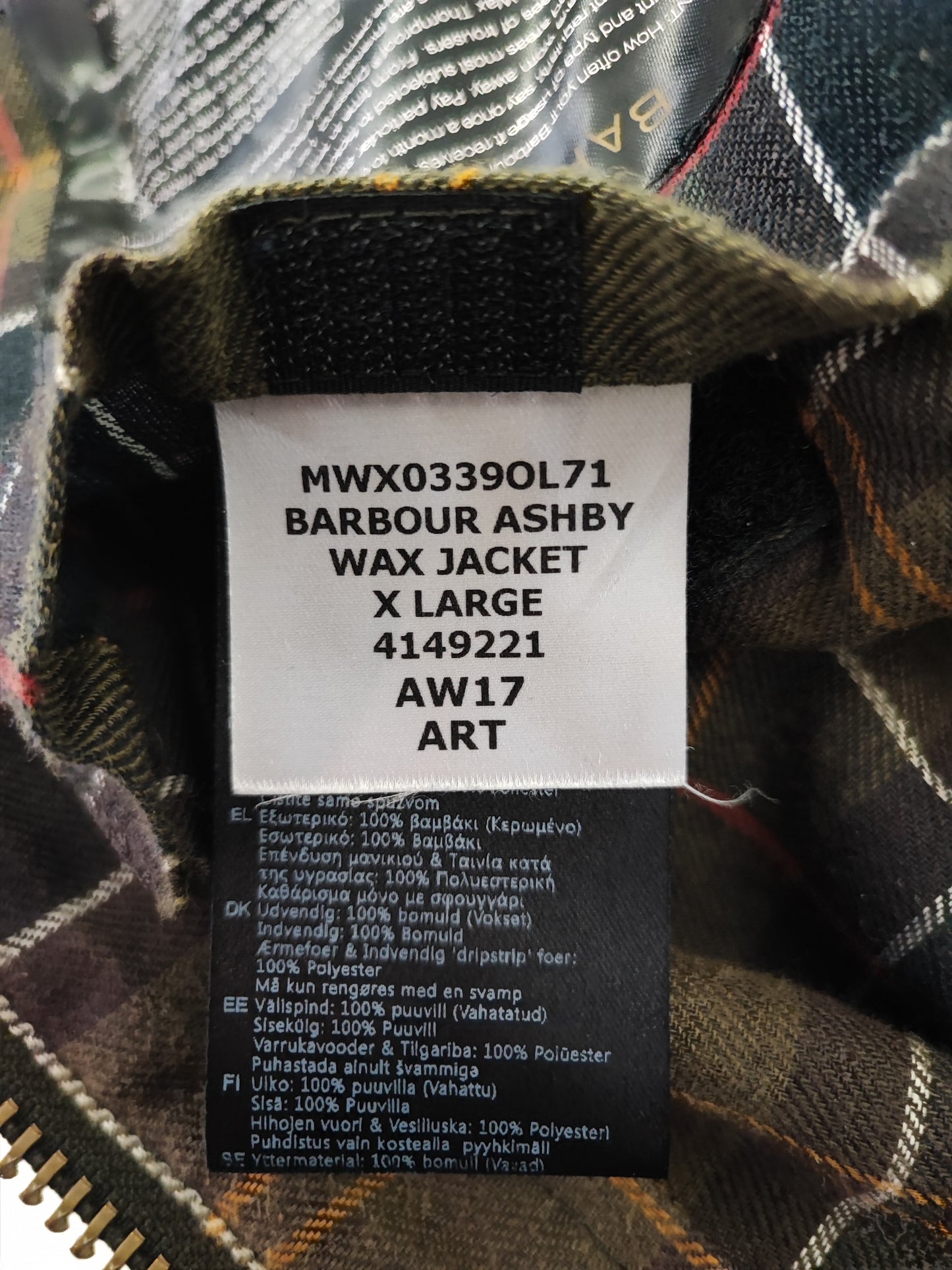 Giacca Barbour Verde Ashby Uomo XLarge- Man Green Ashby Wax Jacket Size XLarge