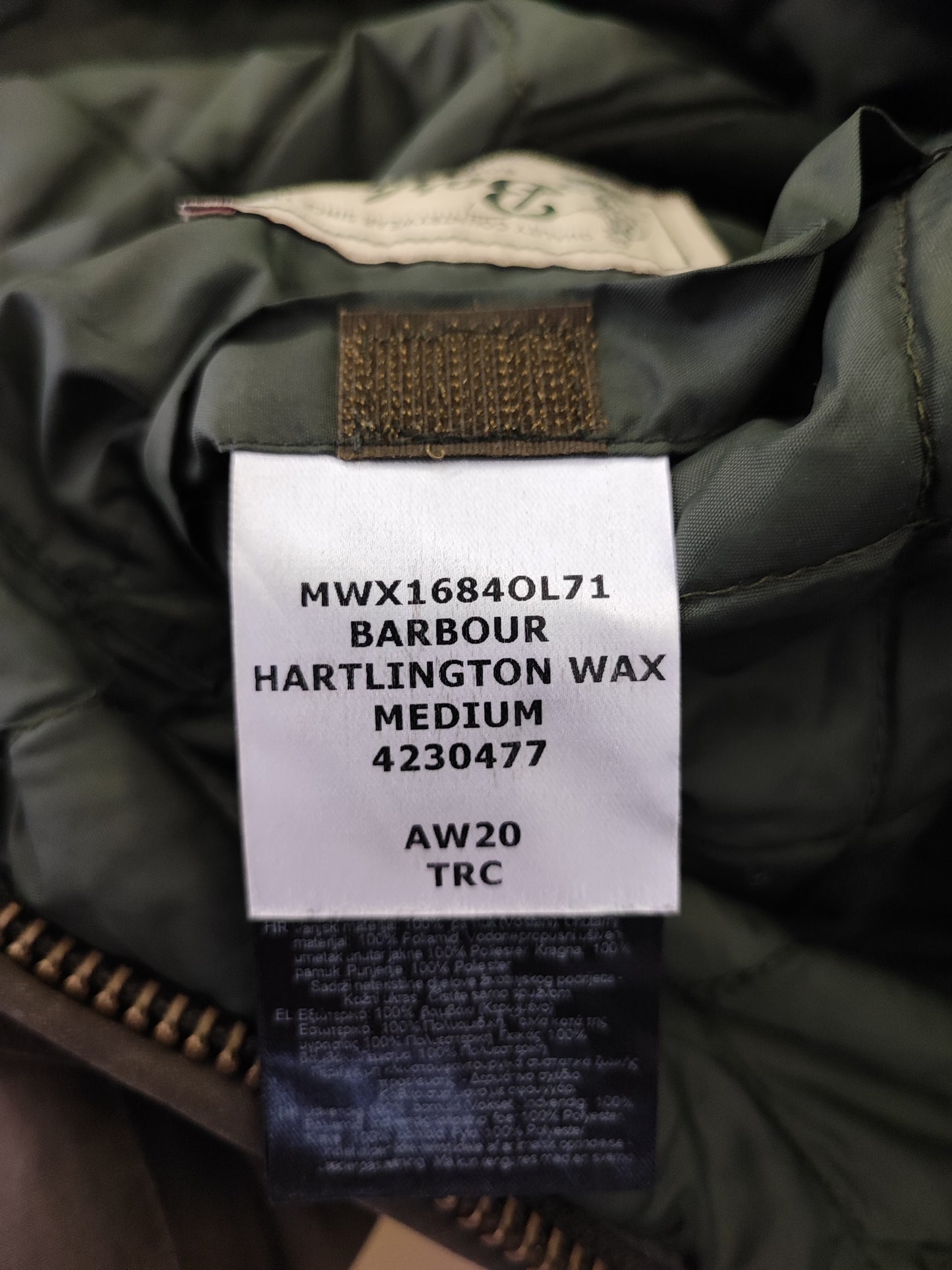 Giacca Barbour Verde Uomo cerato Medium - Man Olive hartlington wax jacket Size Medium