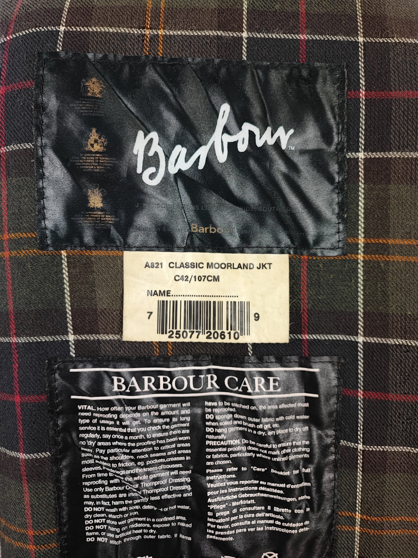 Barbour Giacca Moorland Beige C42/107 cm Large - Sandstone Classic Moorland Waxed jacket Size C42