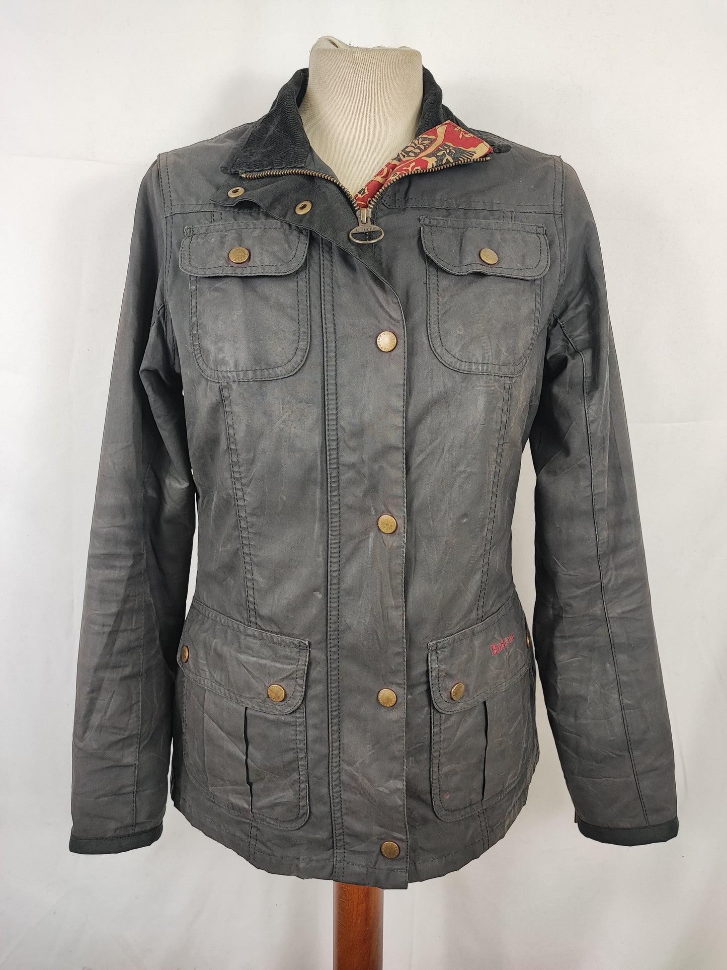 Barbour Giacca corta nera donna Tg. 40 Morris Black Wax Utility Jacket Size UK10 Small
