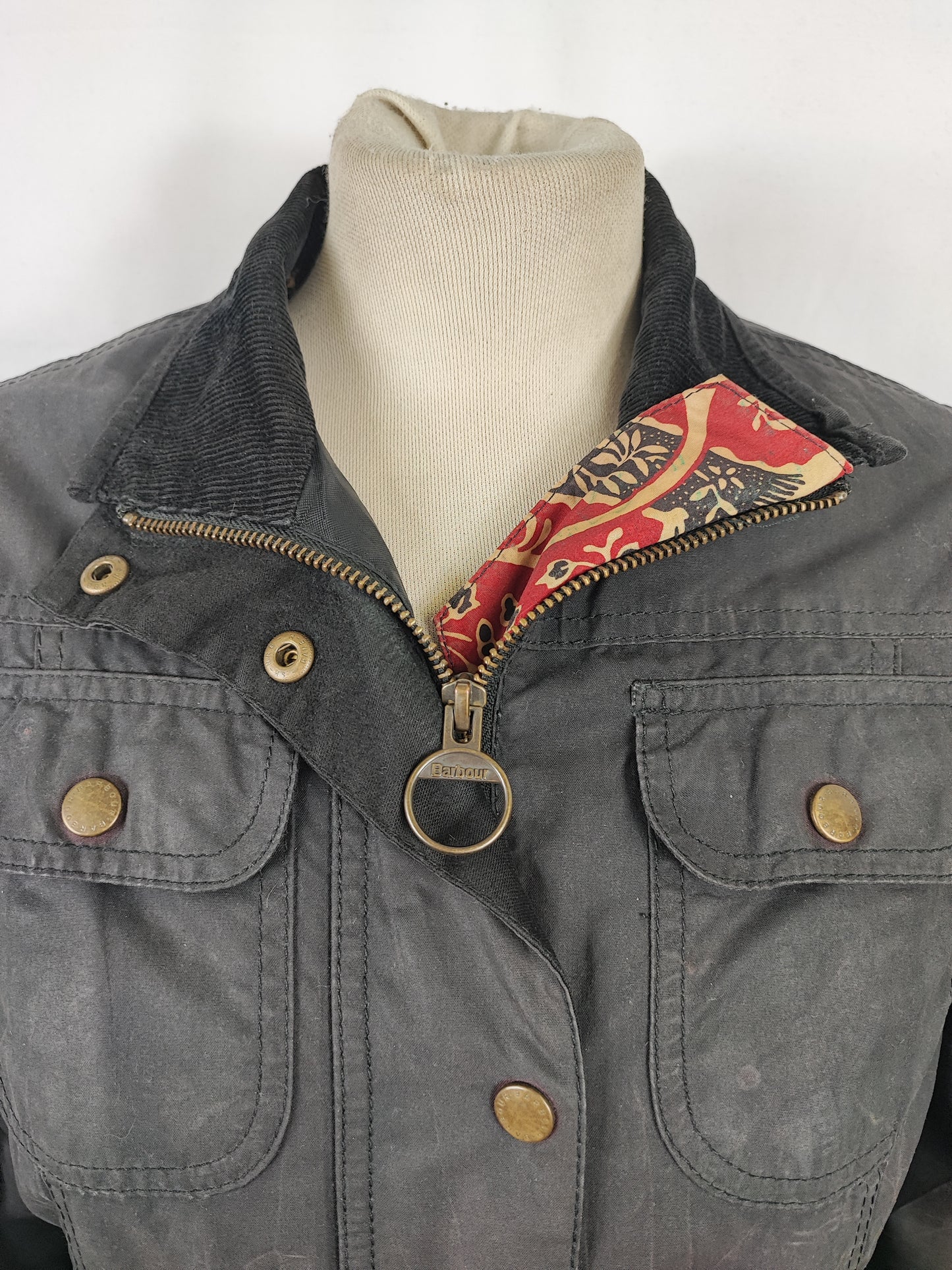 Barbour Giacca corta nera donna Tg. 40 Morris Black Wax Utility Jacket Size UK10 Small