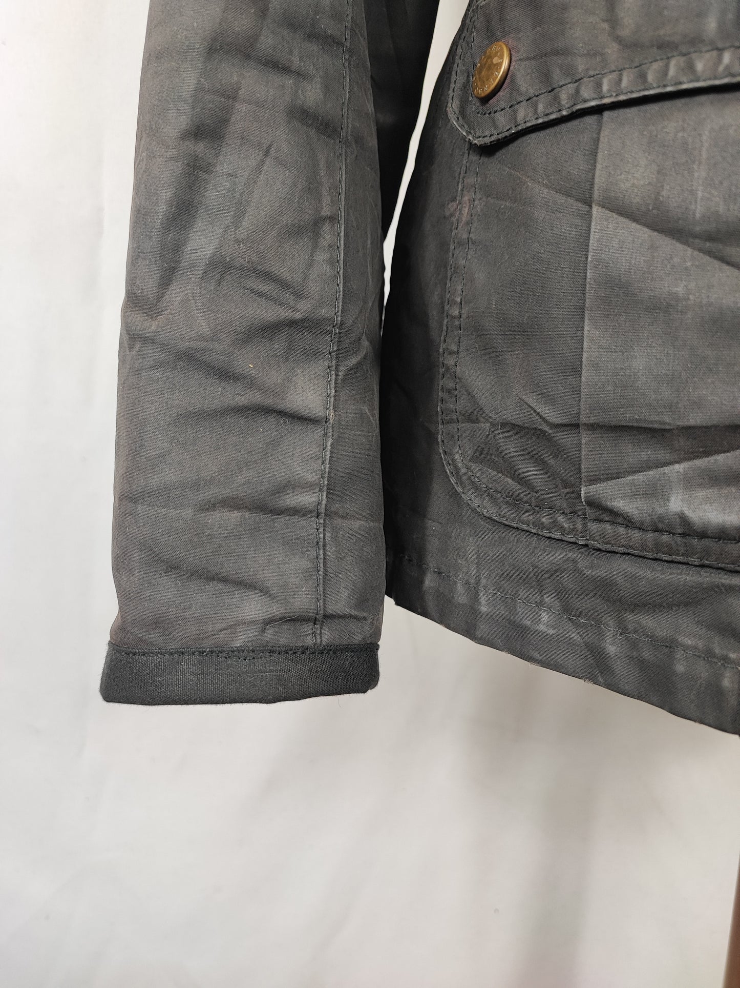 Barbour Giacca corta nera donna Tg. 40 Morris Black Wax Utility Jacket Size UK10 Small
