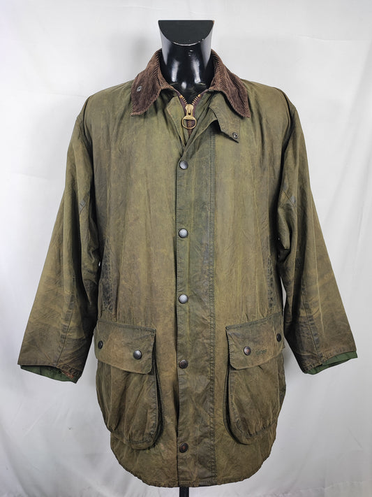 Barbour Uomo Border recente verde Cerato C44/112cm Green Border Wax Coat Large XLarge