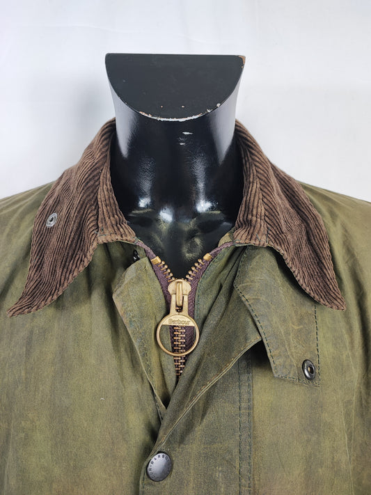 Barbour Uomo Border recente verde Cerato C44/112cm Green Border Wax Coat Large XLarge