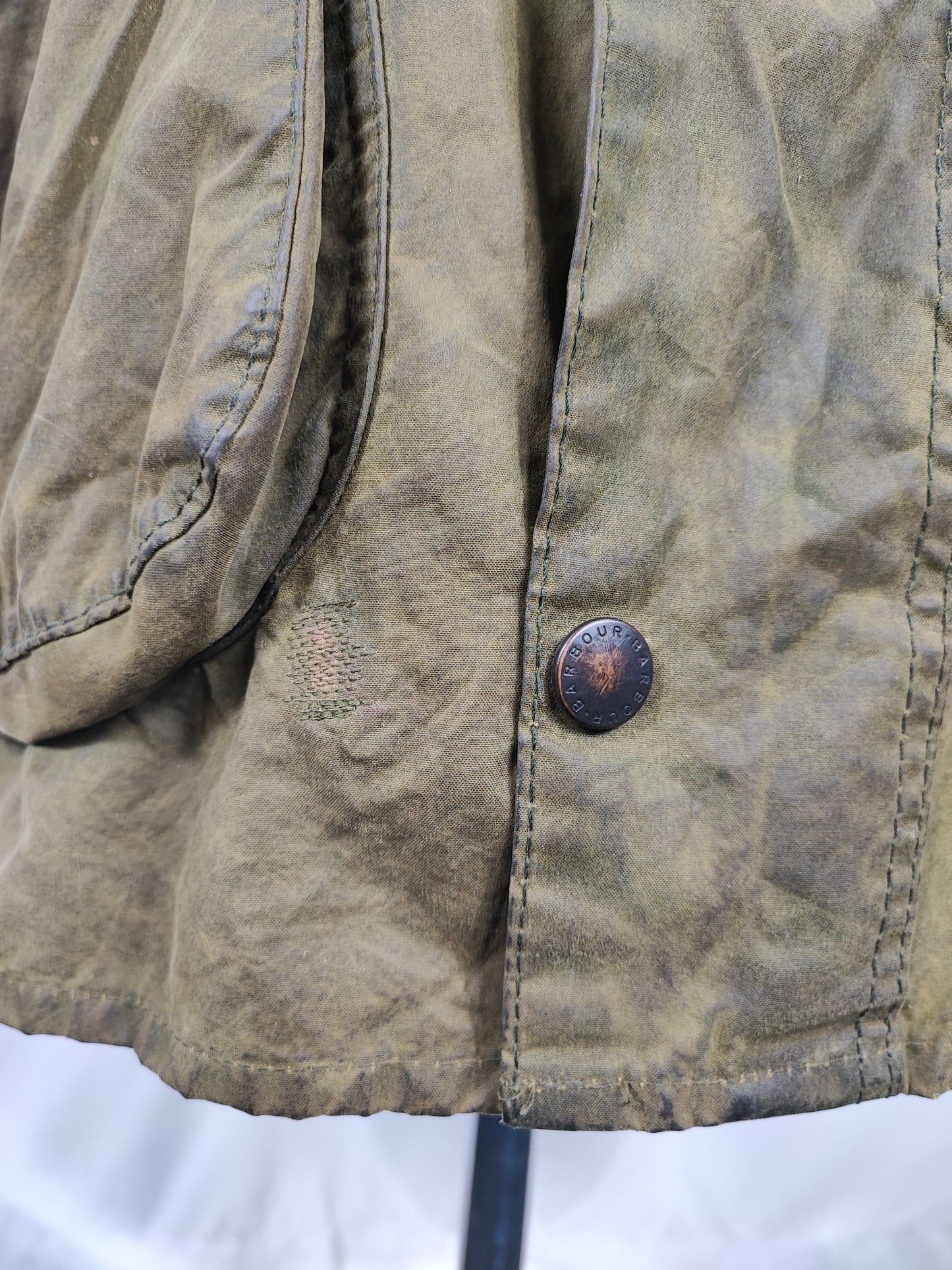 Barbour Uomo Border recente verde Cerato C44/112cm Green Border Wax Coat Large XLarge