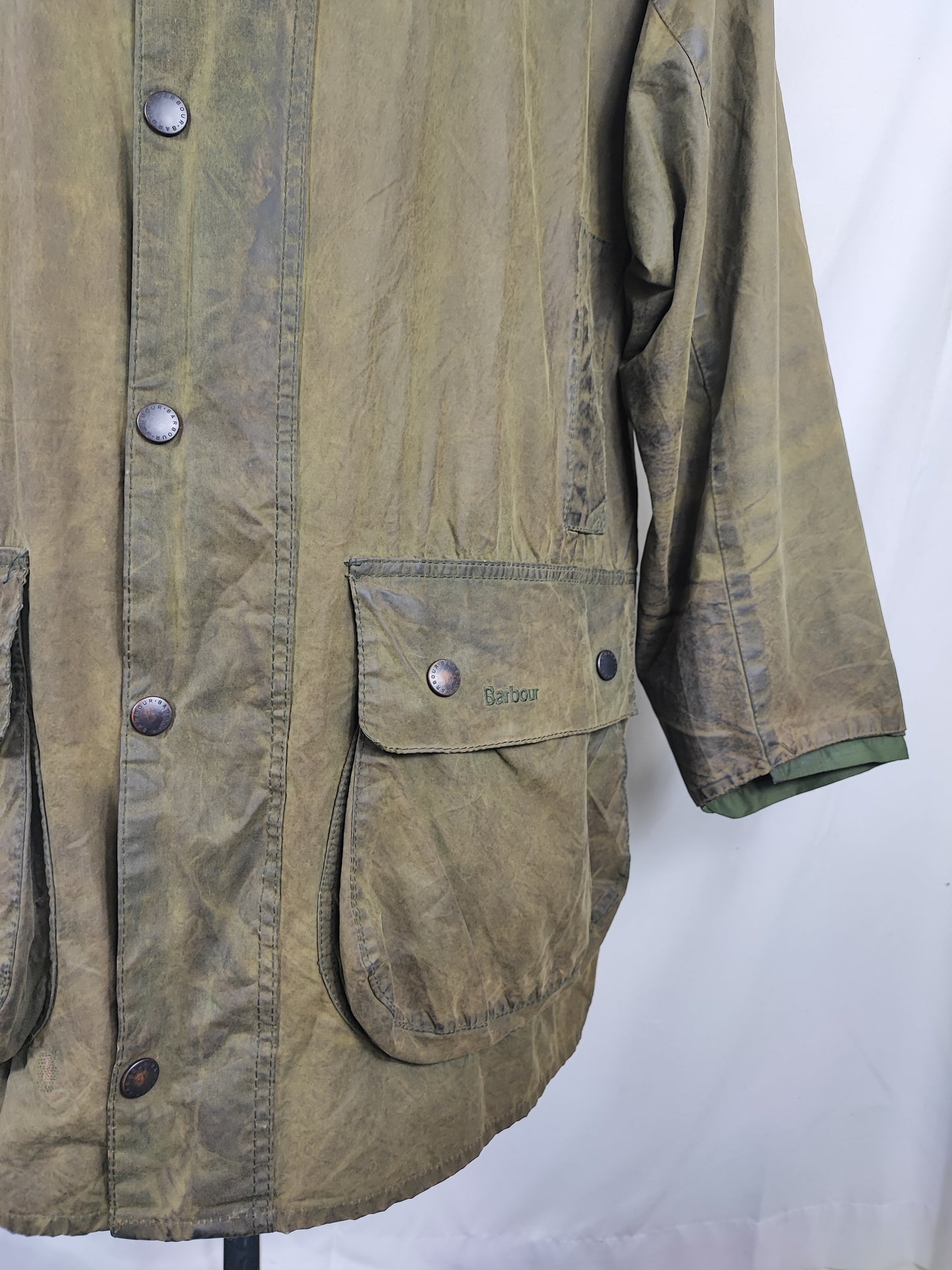 Barbour Uomo Border recente verde Cerato C44/112cm Green Border Wax Coat Large XLarge