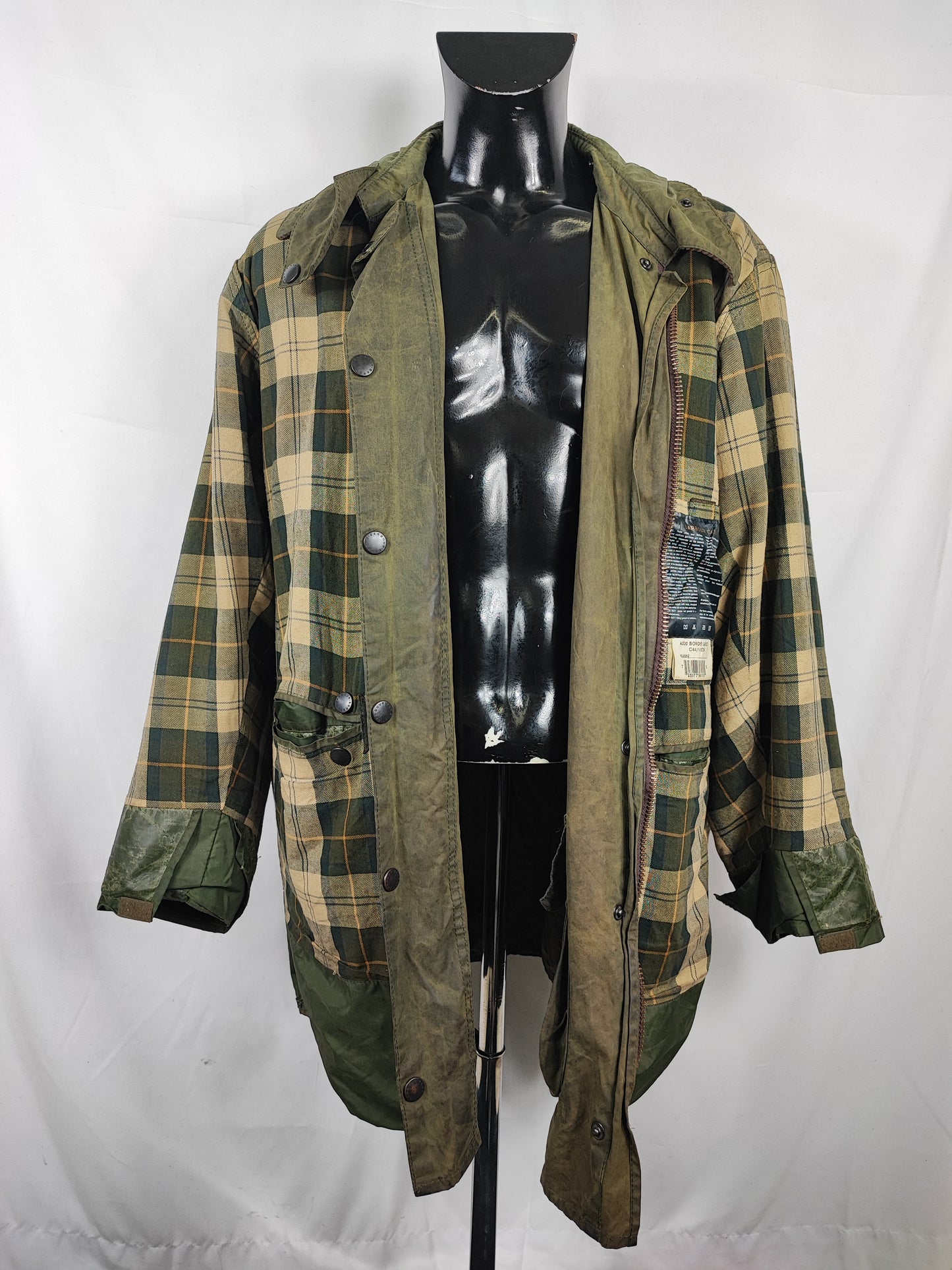 Barbour Uomo Border recente verde Cerato C44/112cm Green Border Wax Coat Large XLarge