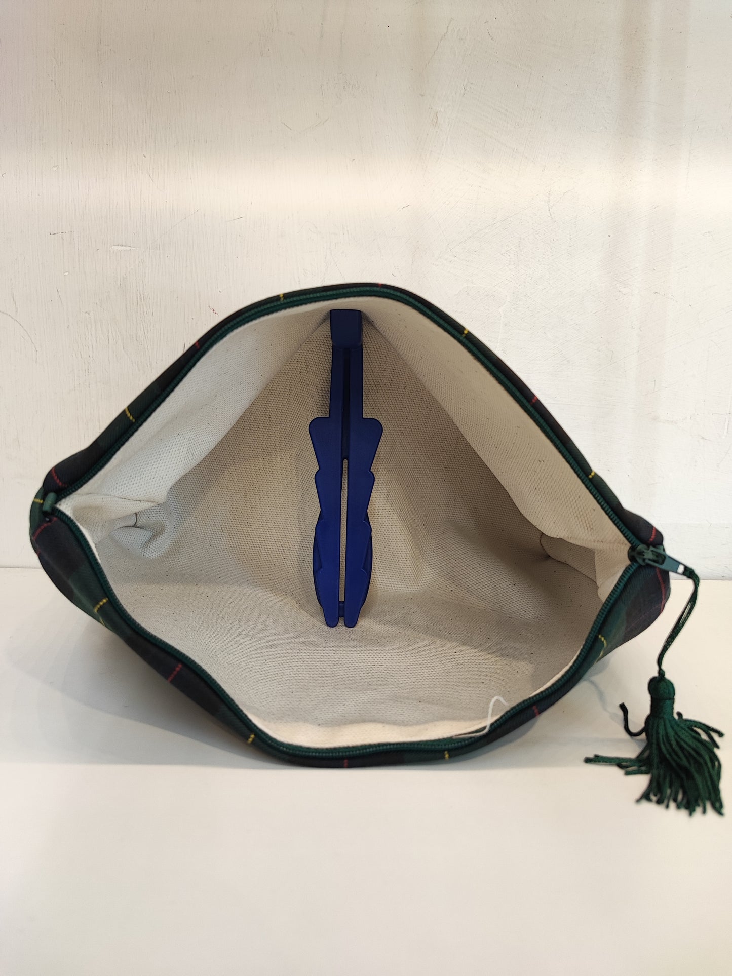 Pochette grande in cotone in Tartan Black Watch