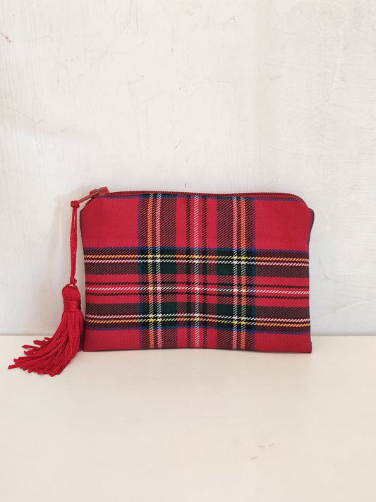 Pochette mini in cotone in Tartan Scozzese