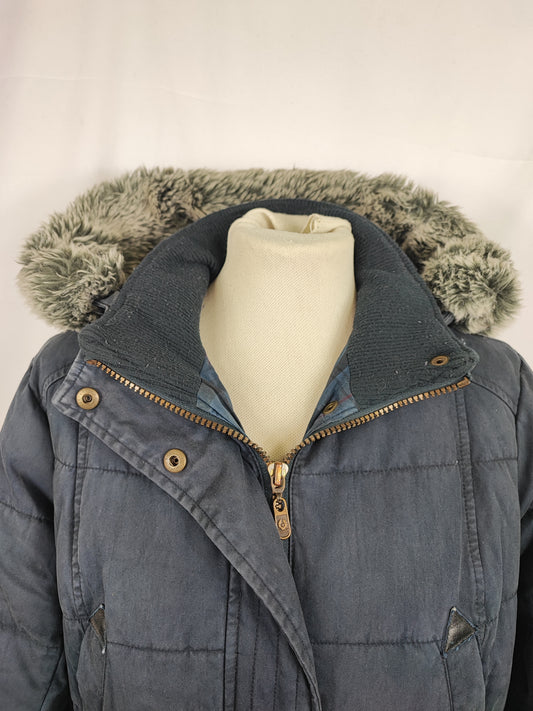 Giacca Barbour da donna blu imbottita UK14 Medium Belton Quilt navy wax lady Jacket size uk14
