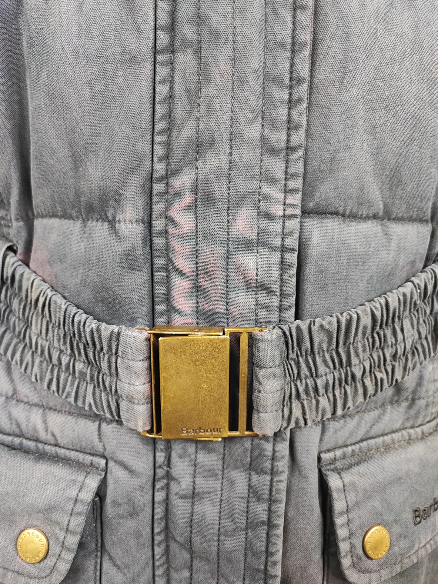 Giacca Barbour da donna blu imbottita UK14 Medium Belton Quilt navy wax lady Jacket size uk14