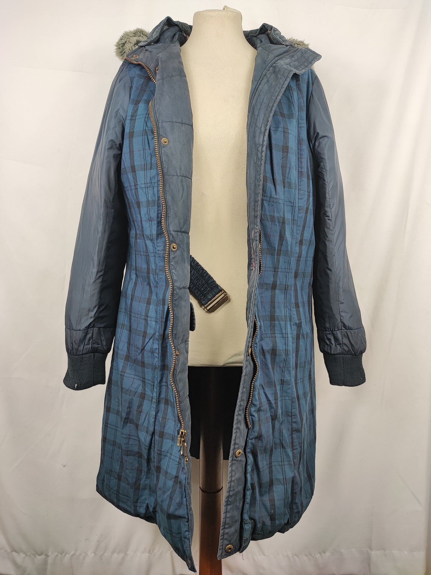 Giacca Barbour da donna blu imbottita UK14 Medium Belton Quilt navy wax lady Jacket size uk14