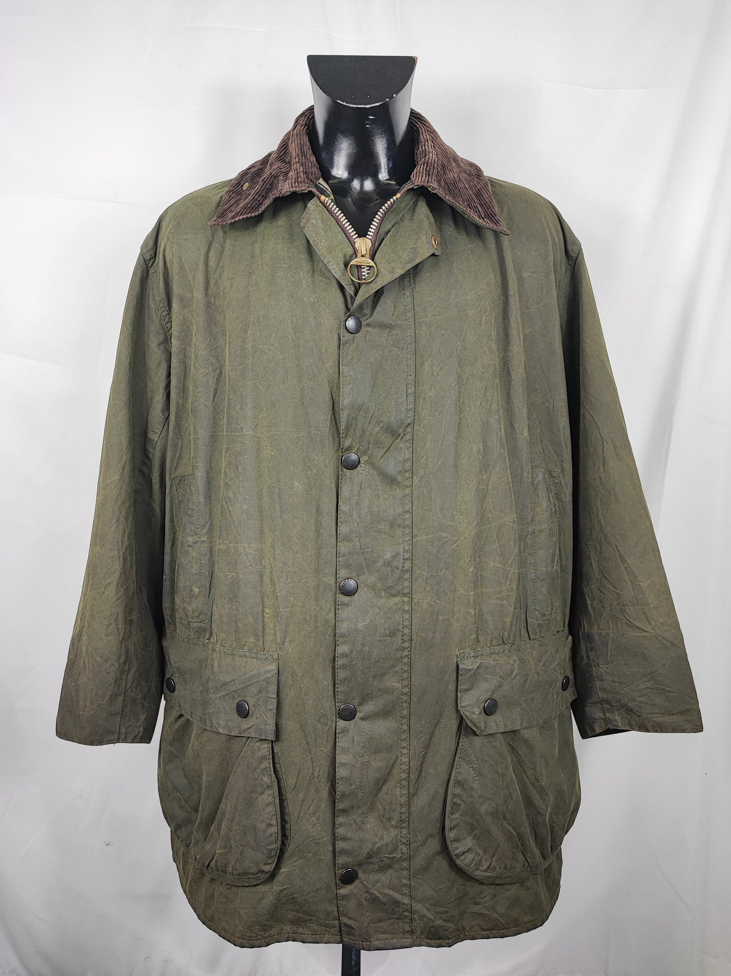 Barbour Uomo Border vintage verde Cerato C44/112cm Green Border Wax Coat XLarge - Shop In London