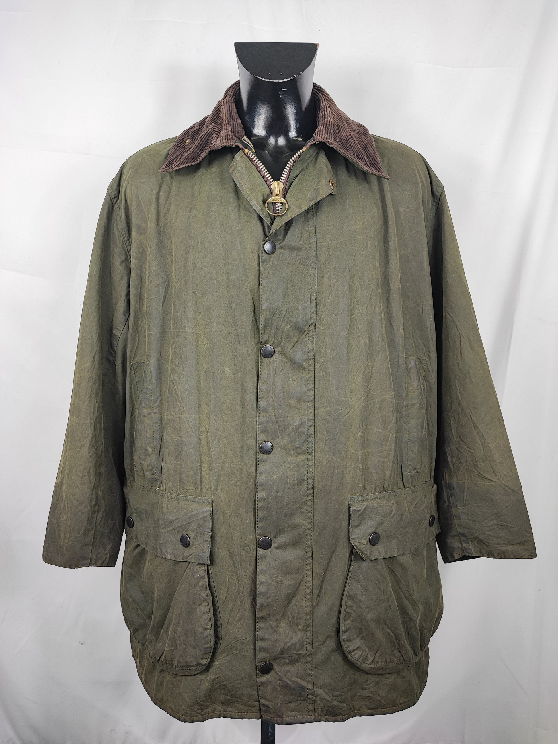 Barbour Uomo Border vintage verde Cerato C44/112cm Green Border Wax Coat XLarge - Shop In London