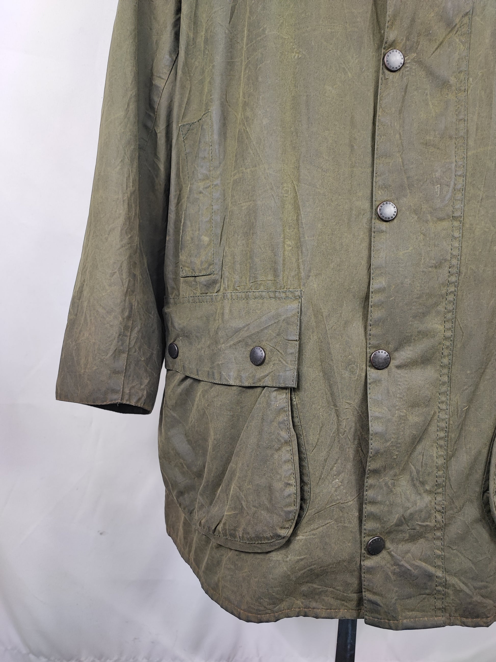 Barbour Uomo Border vintage verde Cerato C44/112cm Green Border Wax Coat XLarge - Shop In London