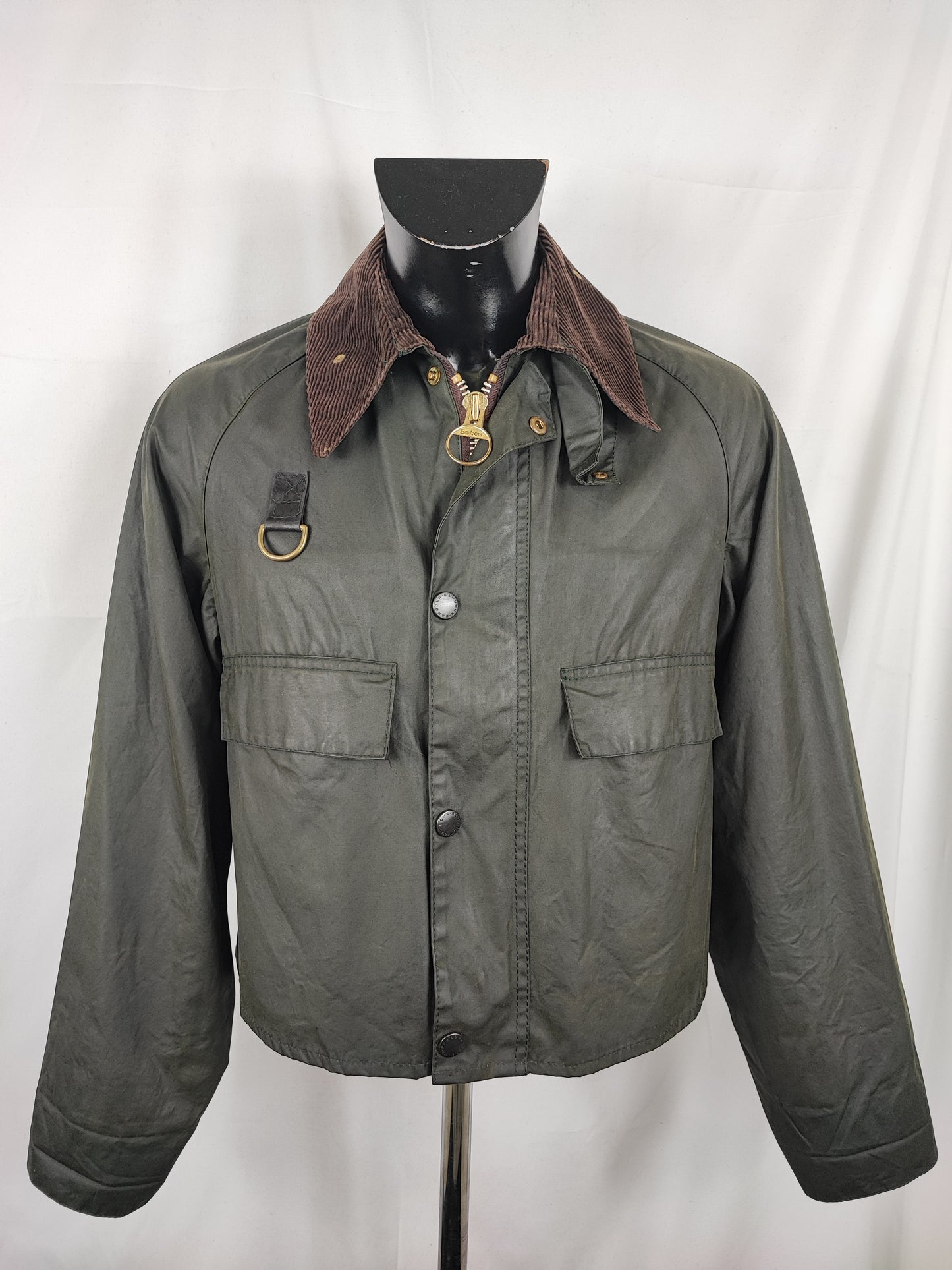 RARO Barbour Spey A130 Verde Medium - Rare Green Spey Waxed Jacket Size Medium A130