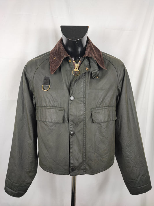 RARO Barbour Spey A130 Verde Medium - Rare Green Spey Waxed Jacket Size Medium A130