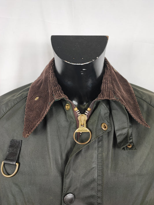 RARO Barbour Spey A130 Verde Medium - Rare Green Spey Waxed Jacket Size Medium A130