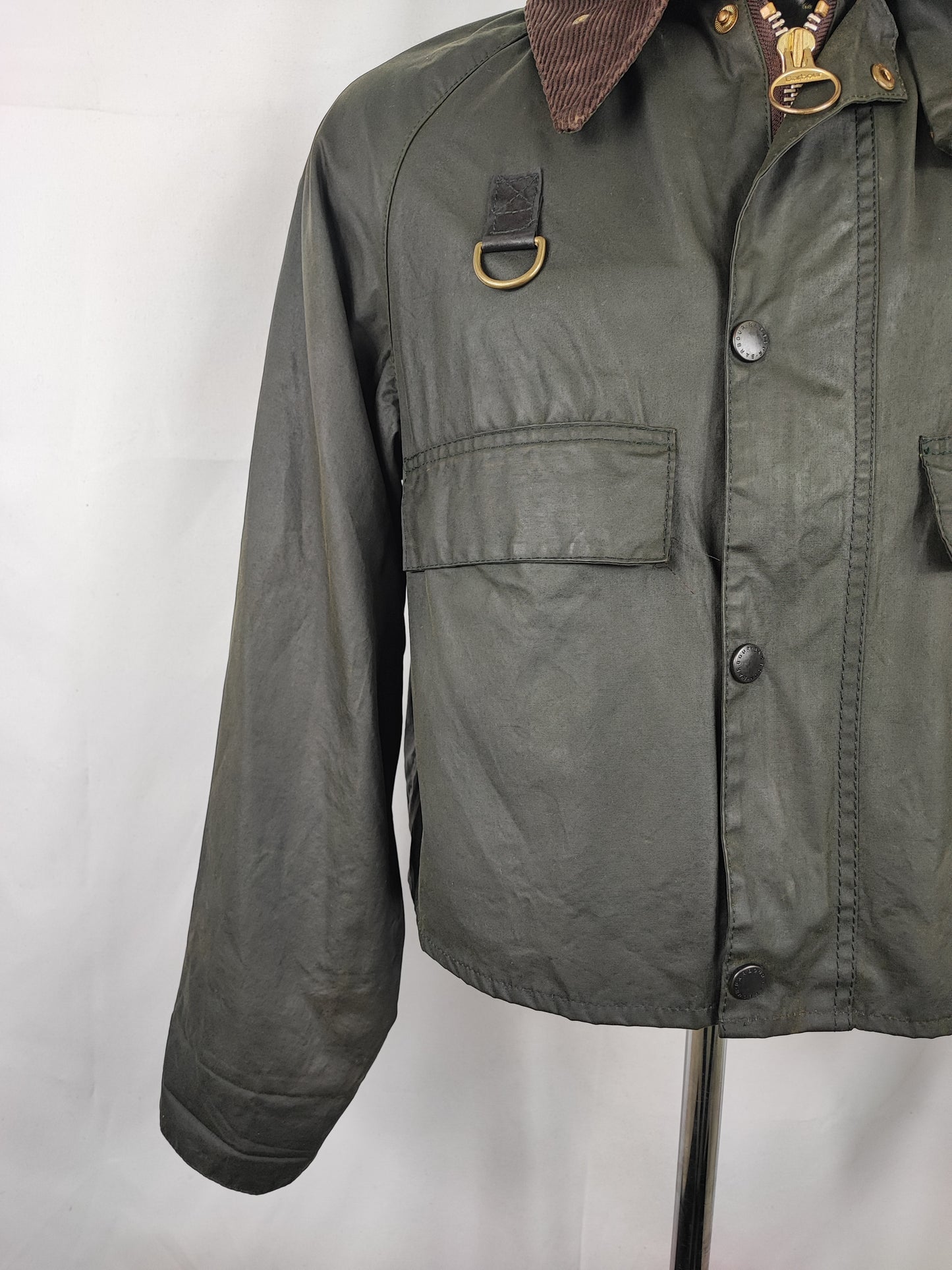 RARO Barbour Spey A130 Verde Medium - Rare Green Spey Waxed Jacket Size Medium A130
