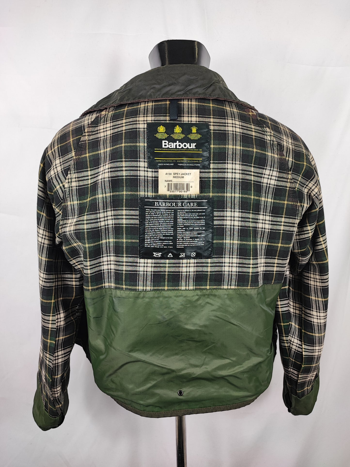 RARO Barbour Spey A130 Verde Medium - Rare Green Spey Waxed Jacket Size Medium A130