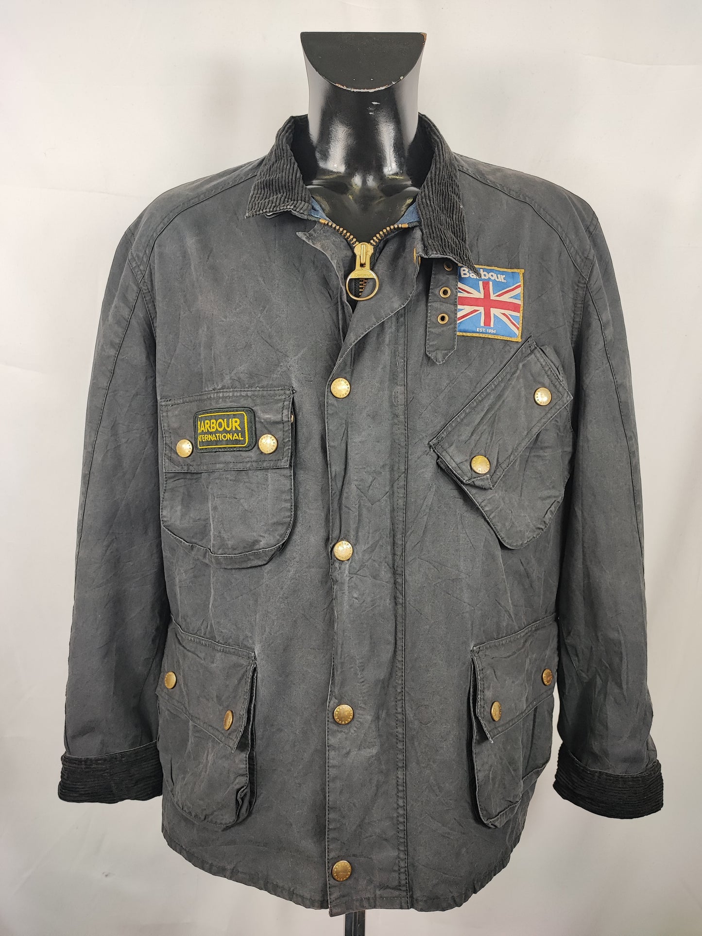 Barbour International nero uomo Union Jack XXL - Man Black Wax International Jacket Union Jack XXL