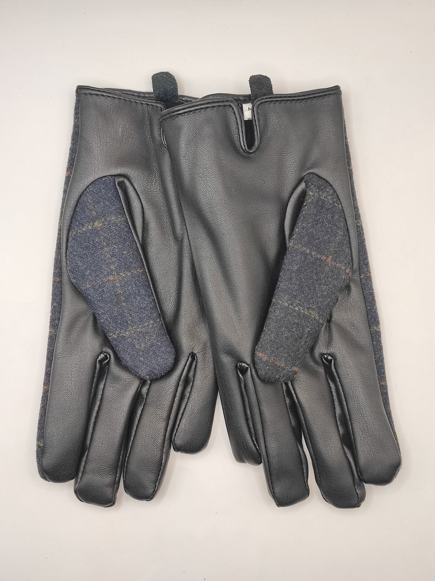 Guanti nuovi inglesi in lana blu notte e ecopelle