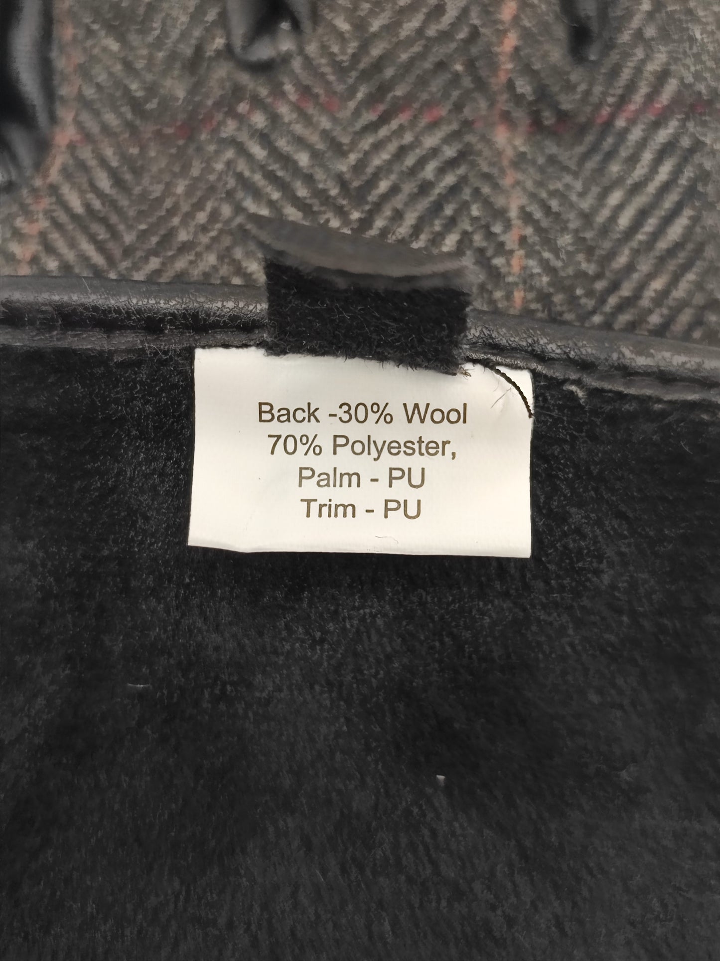 Guanti nuovi inglesi in lana grigio a spina di pesce e ecopelle