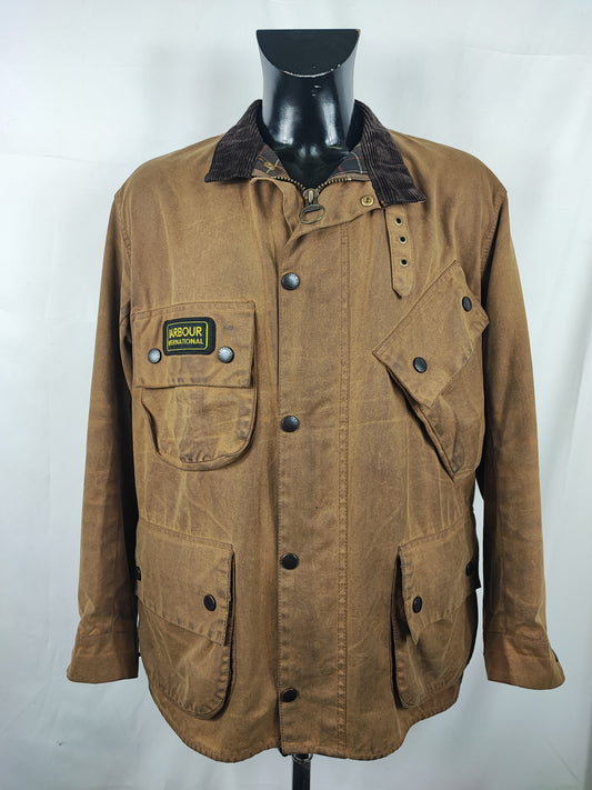Giacca Barbour International Vintage Beige A7 C44/112 cm - Barbour International A7 Sandstone Jacket Size Large/XLARGE