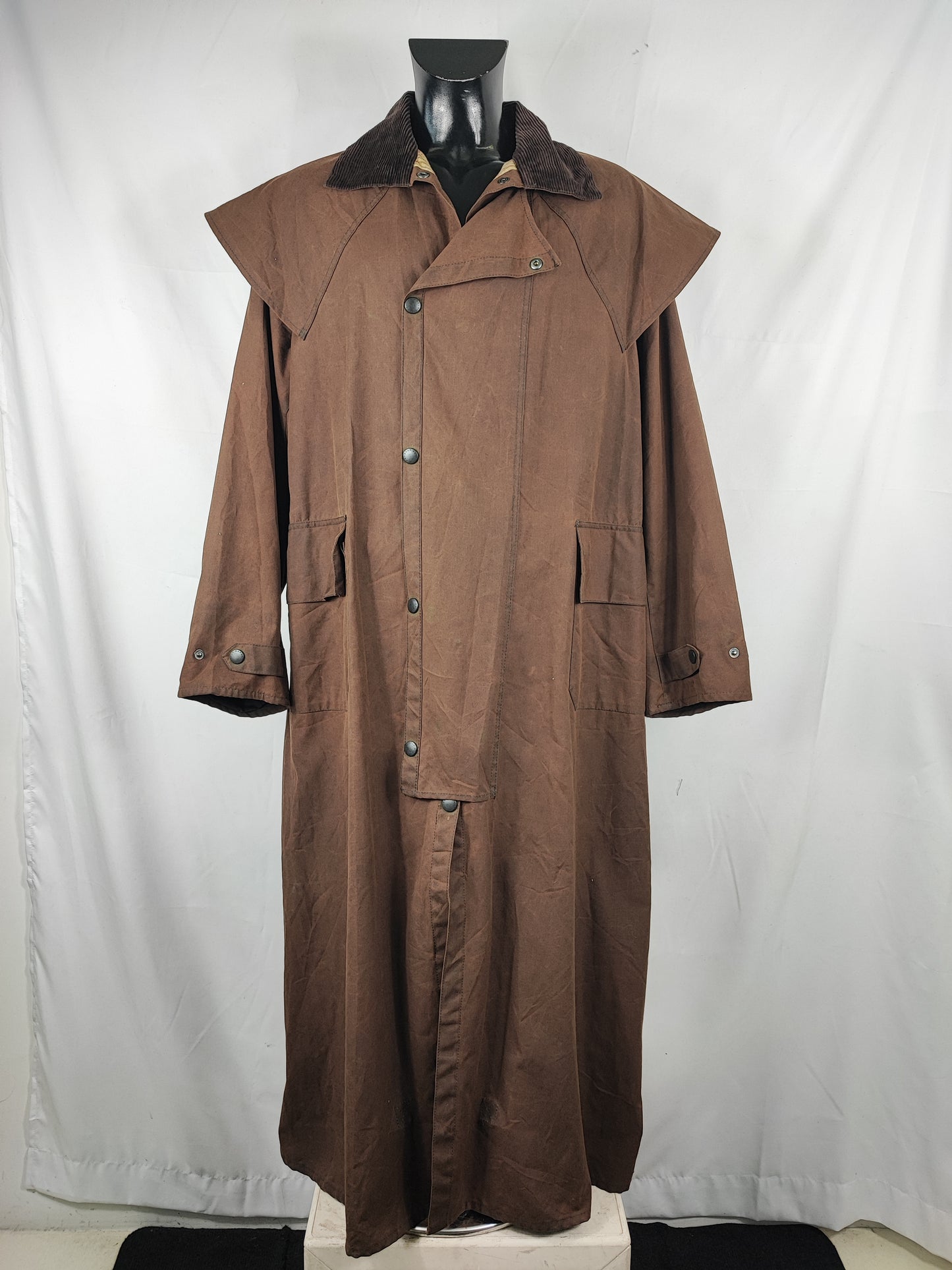 RARO Cappotto Barbour Stockman marrone Lungo Large Man Brown wax Long Coat Size Large