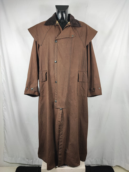 RARO Cappotto Barbour Stockman marrone Lungo Large Man Brown wax Long Coat Size Large